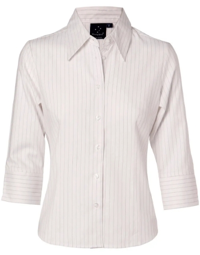 Picture of Winning Spirit, Ladies Stretch Stripe Shirt, 3/4 Sleeve